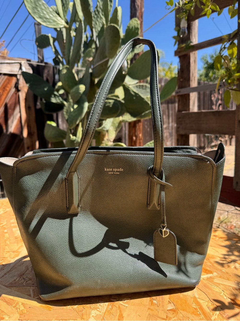 kate spade Forest Green Leather Tote - Picture 3 of 12
